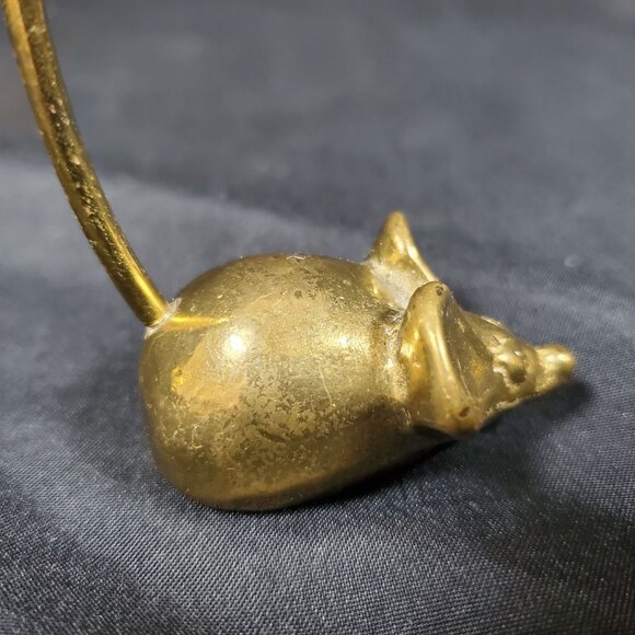 VTG Solid Brass Mouse Note Spike | Mid Century Canadian Brass Desk Paper Spike | - Picture 6 of 16